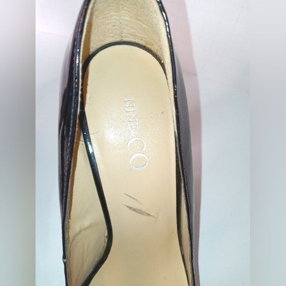 Nine & Co. Women's Black Patent Leather Open Peep Toe Heel Size 8M - Picture 10 of 11